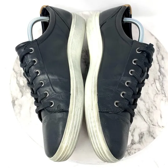 Ecco Soft 7 Lace Up Black Leather Comfort Sneaker 46/12-12.5 Mens Casual Classic