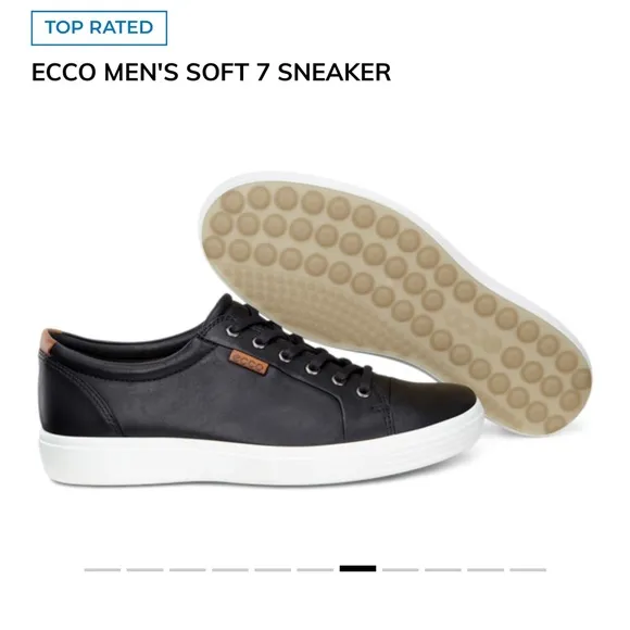Ecco Soft 7 Lace Up Black Leather Comfort Sneaker 46/12-12.5 Mens Casual Classic