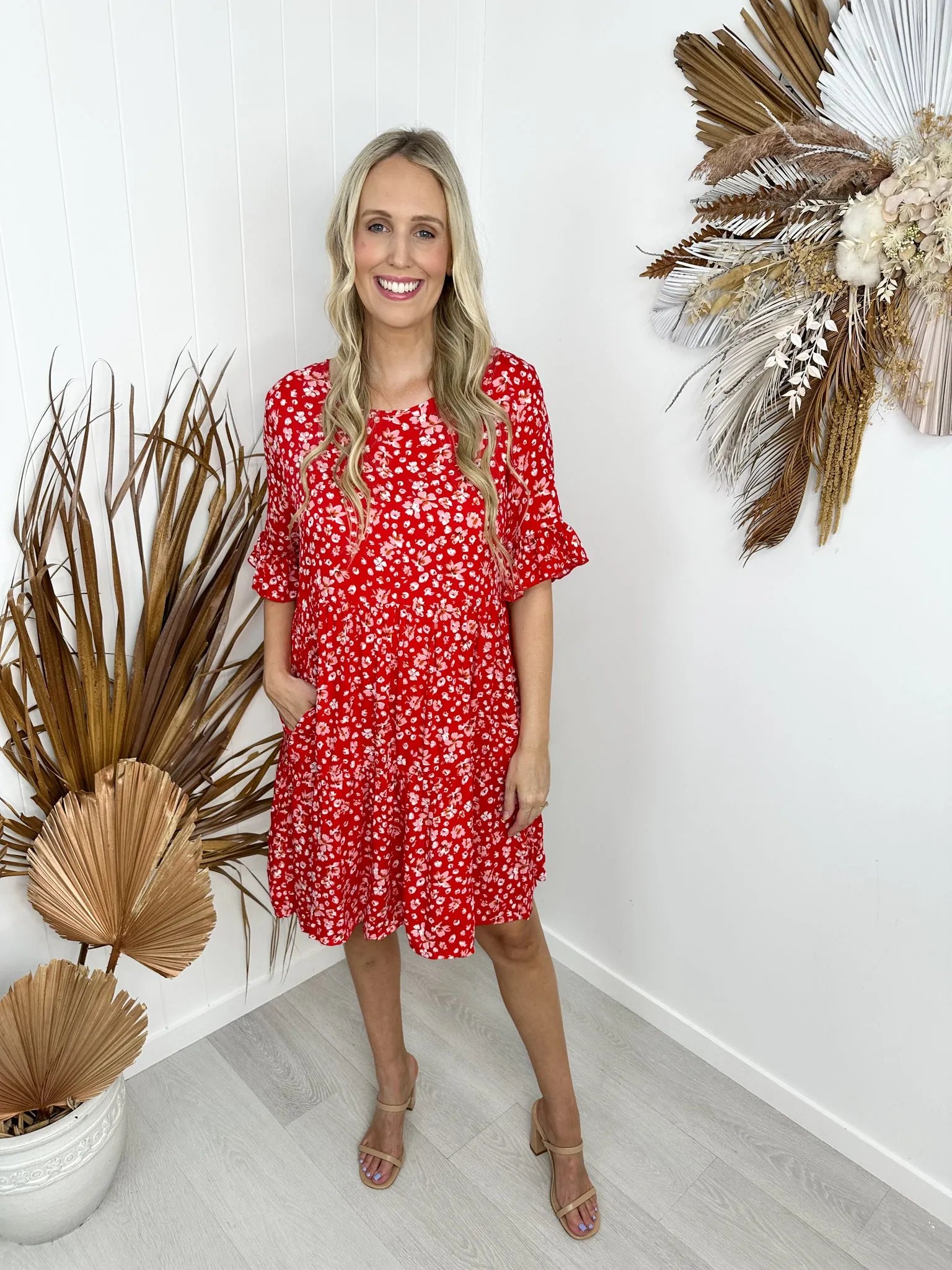Emma Dress -Red/ floral