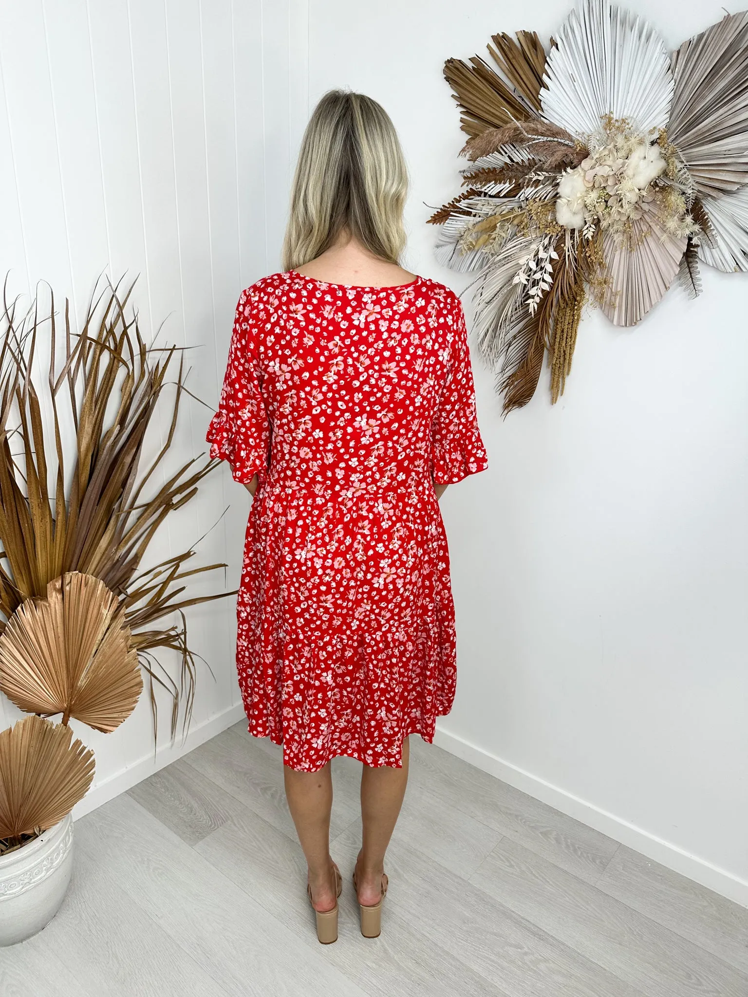 Emma Dress -Red/ floral