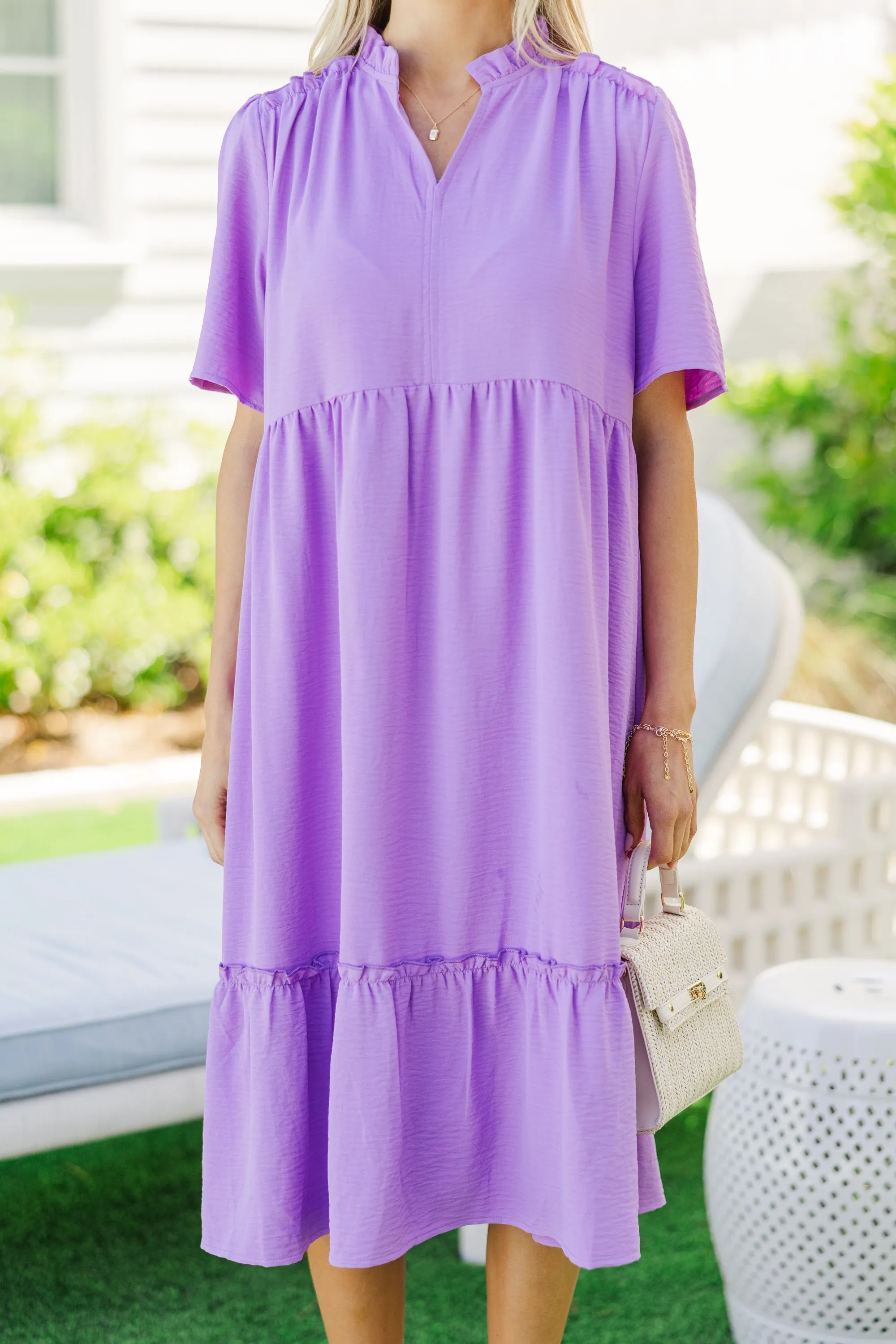 First And Foremost Purple Midi Dress