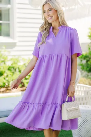 First And Foremost Purple Midi Dress