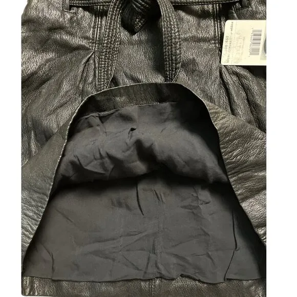 Free People Midnight Payton Paperbag Vegan Leather Tie Waist Mini Skirt Size 0