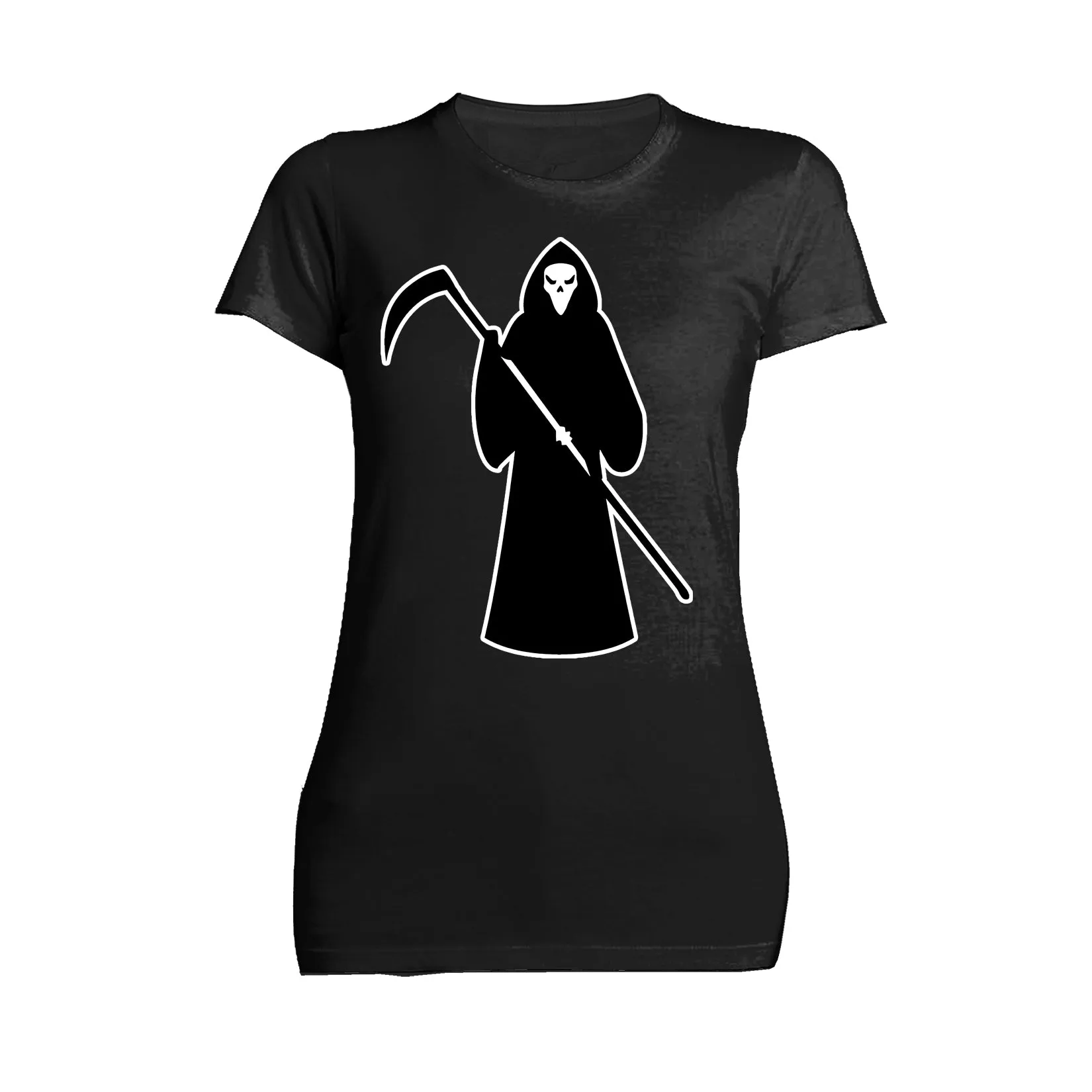 Halloween Horror Grim Reaper Angel Of Death Stencil Fear Official Women's T-shirt
