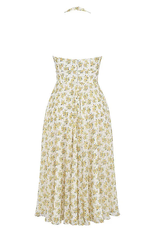 Halter Midi Dress | Flowy Silhouette | Floral Charm