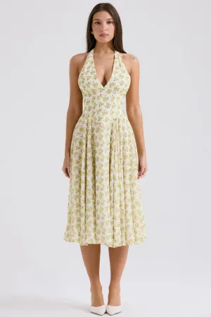 Halter Midi Dress | Flowy Silhouette | Floral Charm