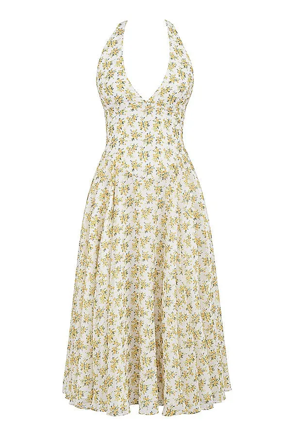 Halter Midi Dress | Flowy Silhouette | Floral Charm