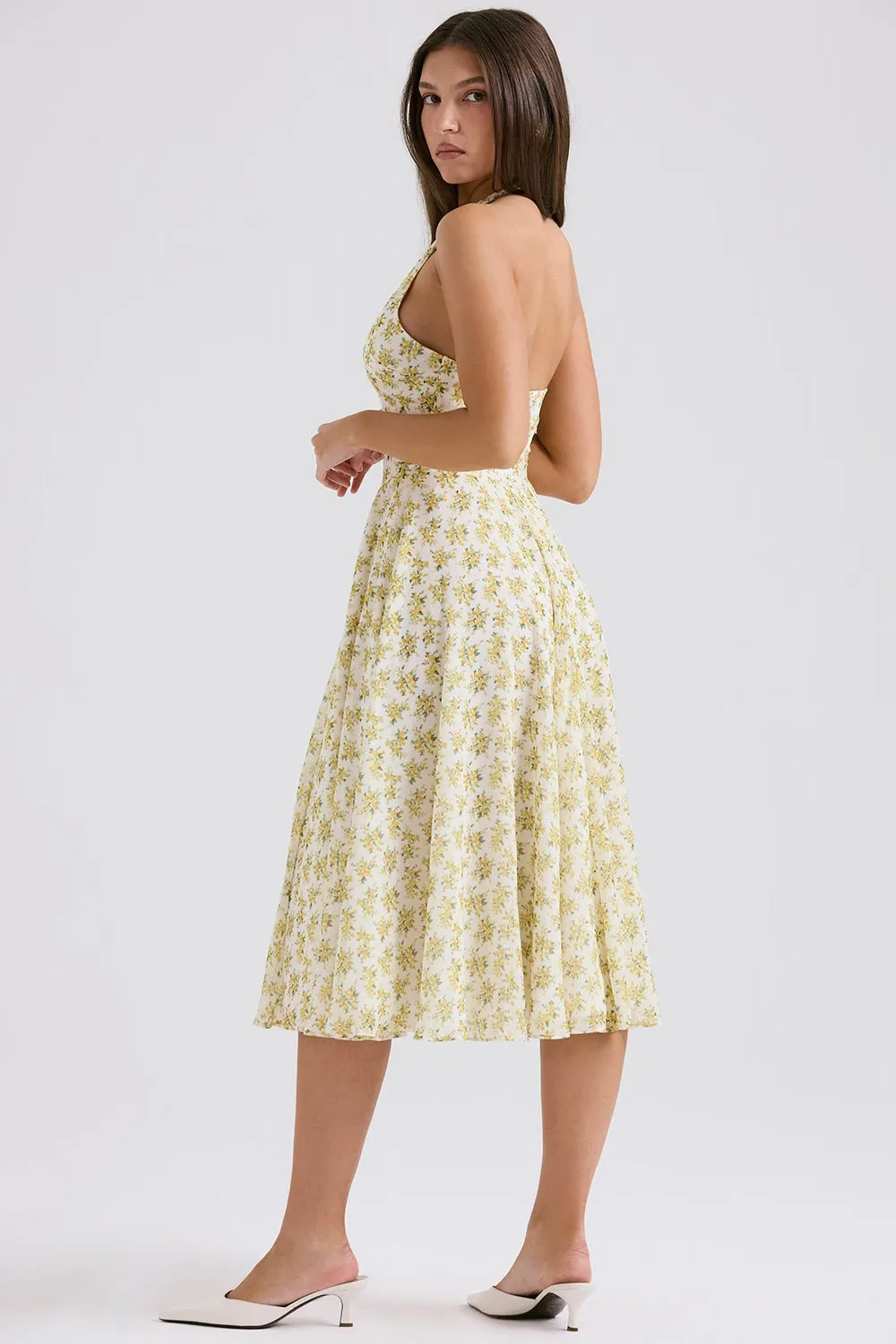 Halter Midi Dress | Flowy Silhouette | Floral Charm
