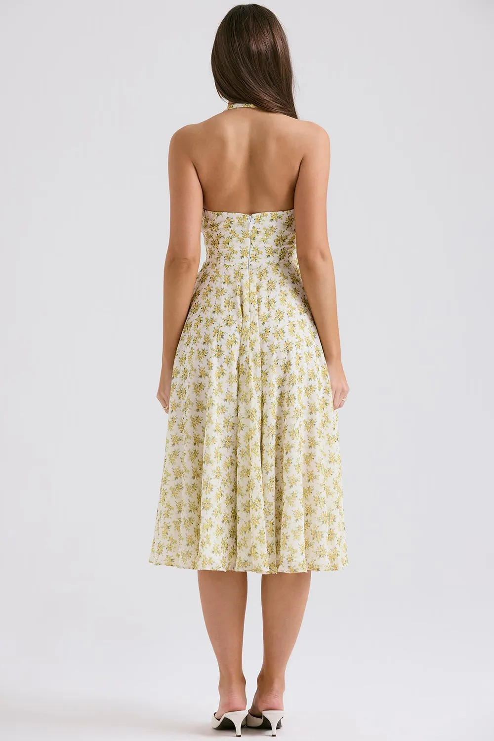Halter Midi Dress | Flowy Silhouette | Floral Charm