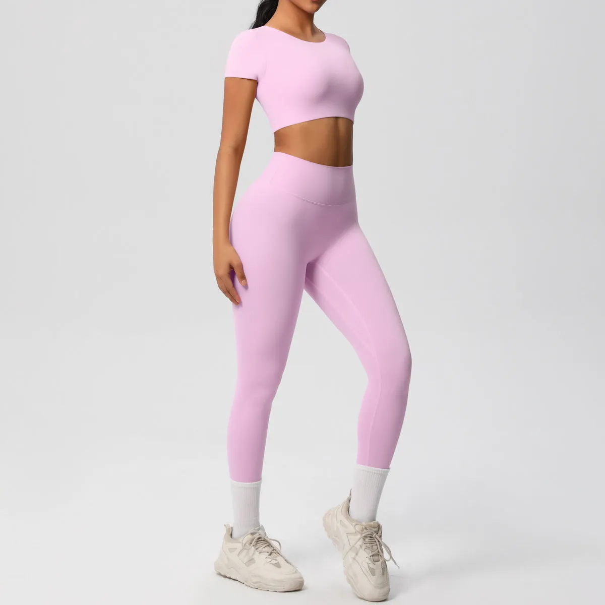 High-Performance Short Sleeve Yoga and Fitness Two-Piece Set