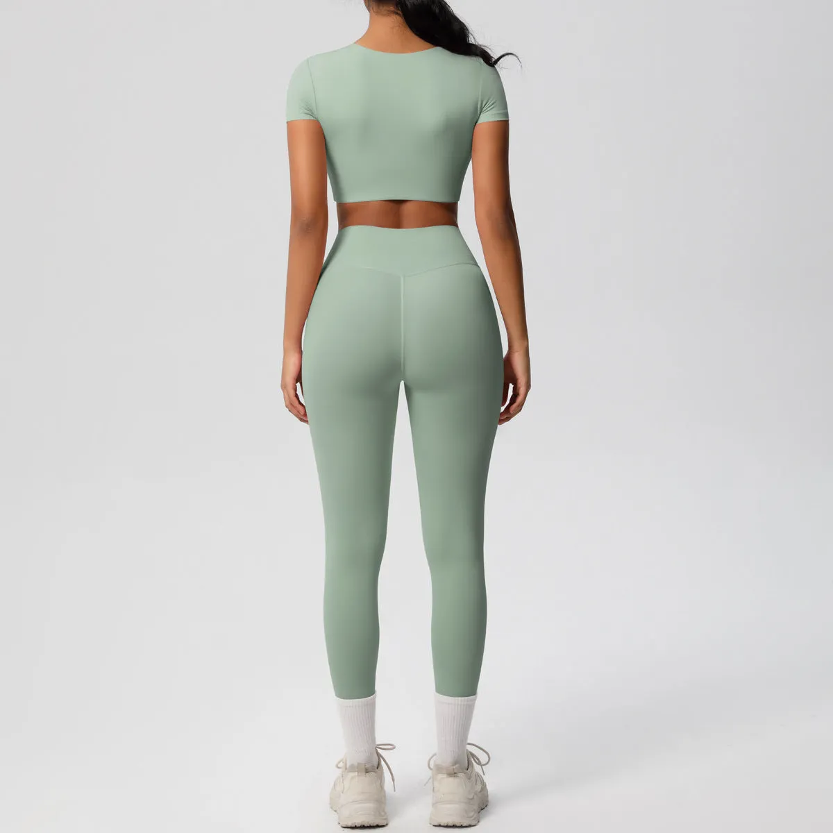 High-Performance Short Sleeve Yoga and Fitness Two-Piece Set
