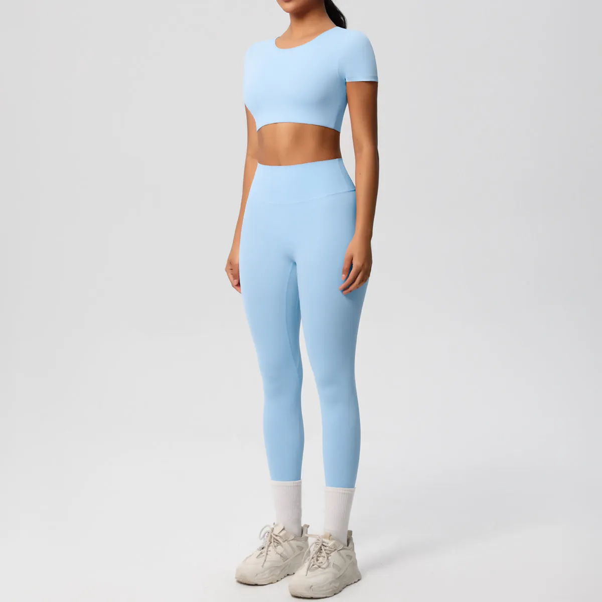 High-Performance Short Sleeve Yoga and Fitness Two-Piece Set