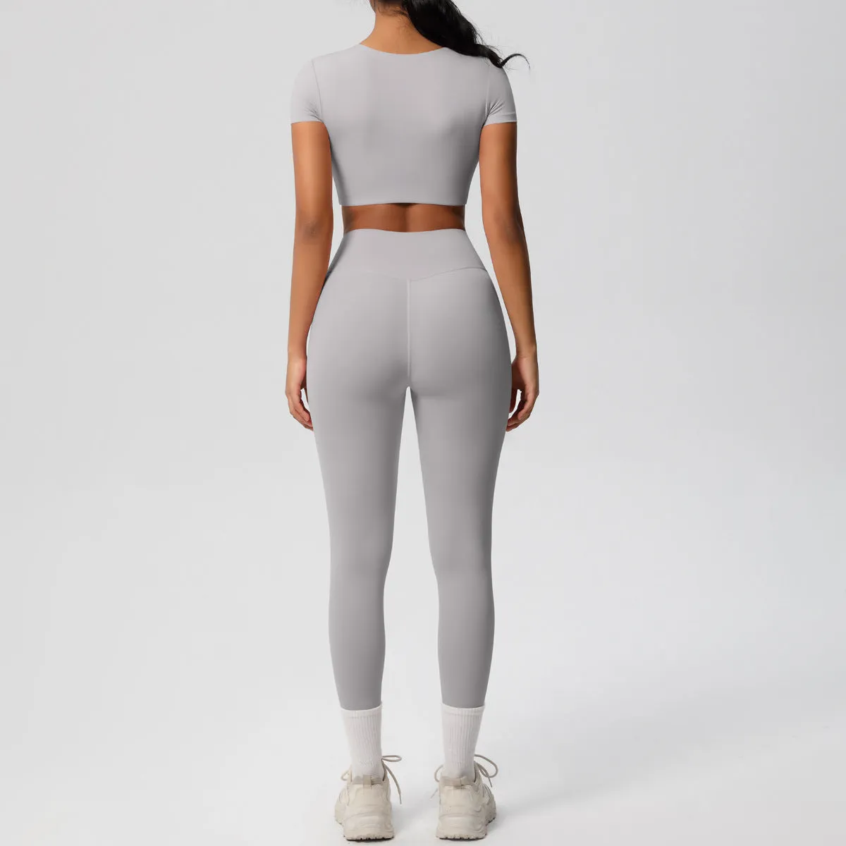 High-Performance Short Sleeve Yoga and Fitness Two-Piece Set