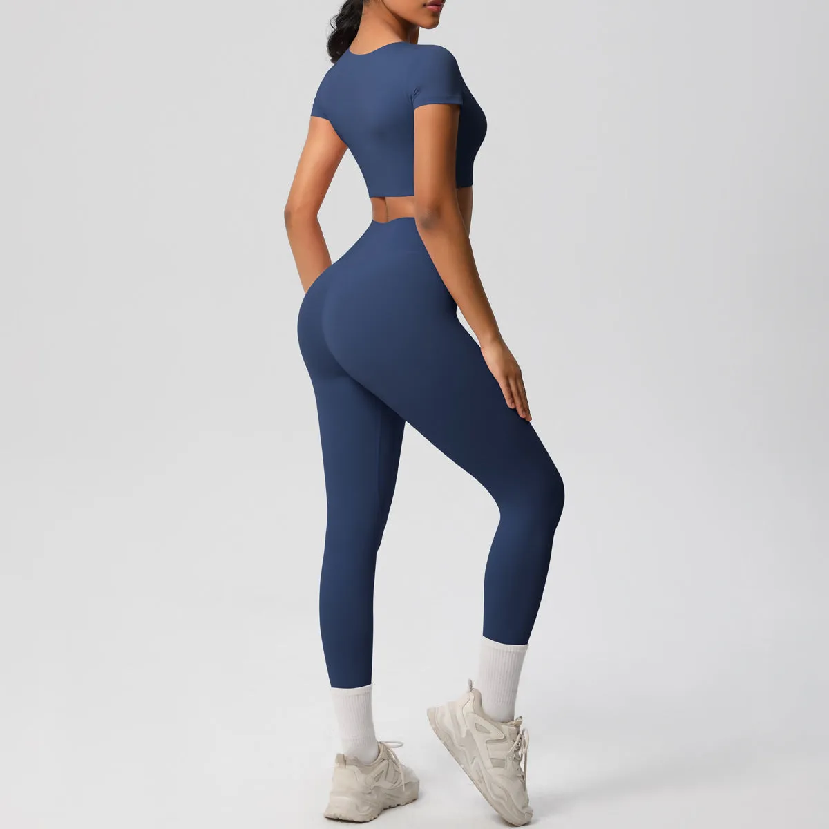 High-Performance Short Sleeve Yoga and Fitness Two-Piece Set