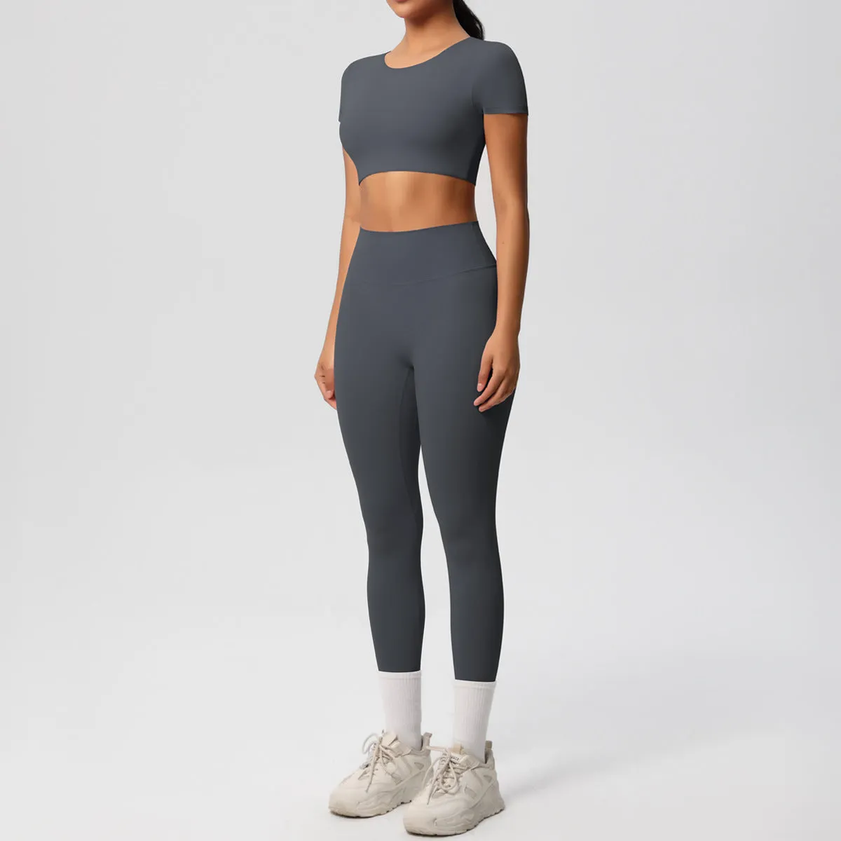 High-Performance Short Sleeve Yoga and Fitness Two-Piece Set
