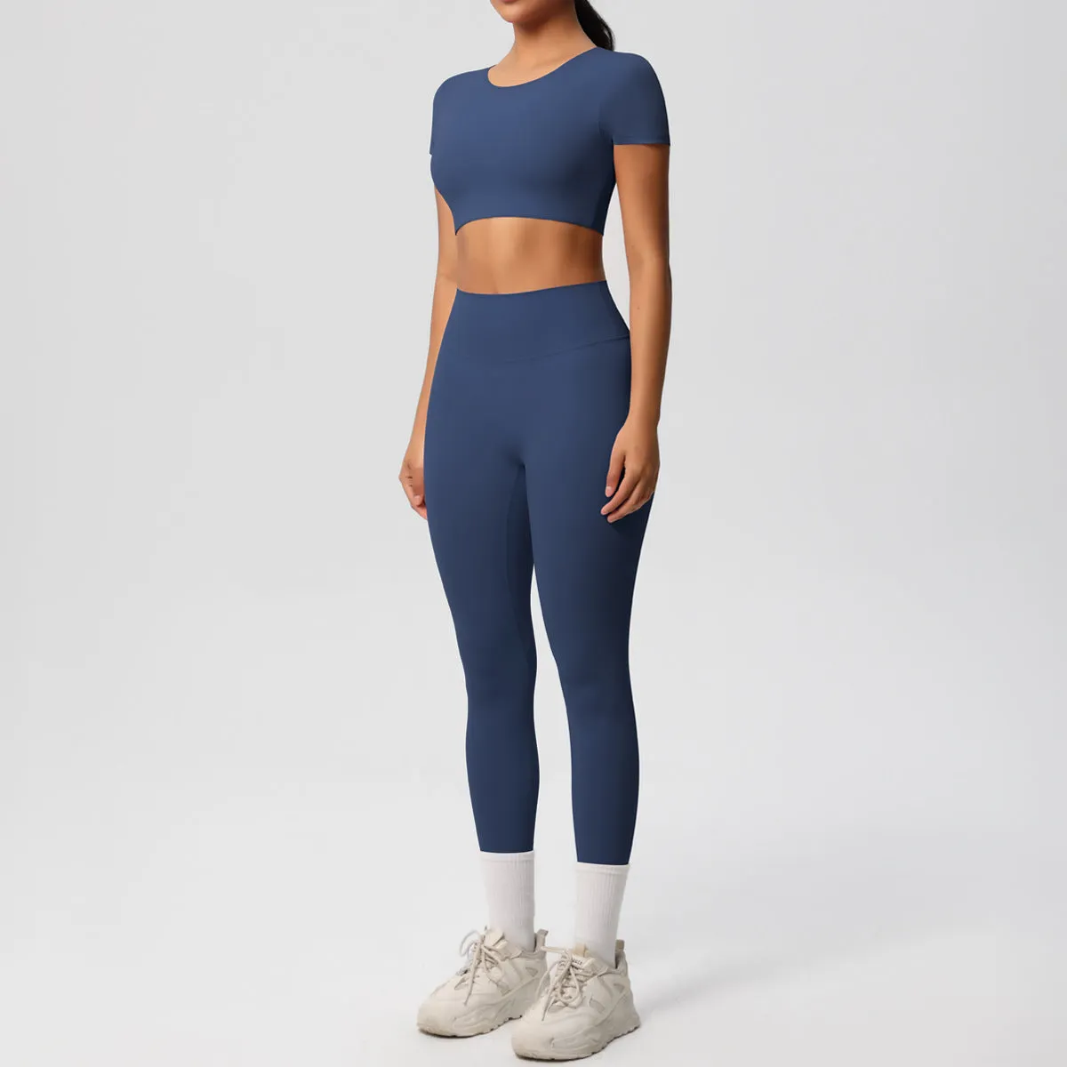 High-Performance Short Sleeve Yoga and Fitness Two-Piece Set