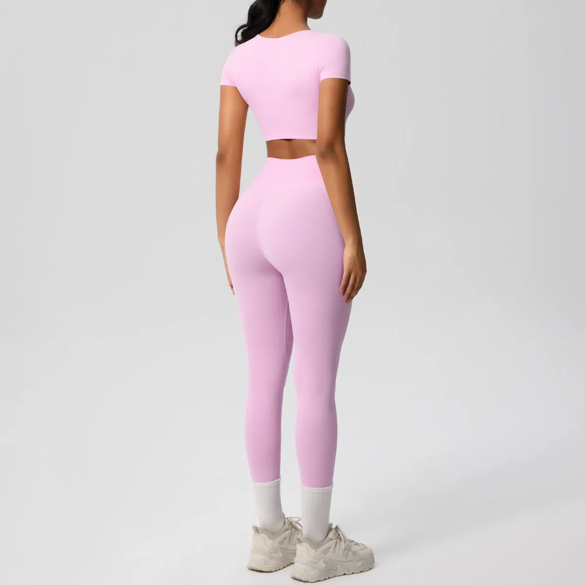 High-Performance Short Sleeve Yoga and Fitness Two-Piece Set