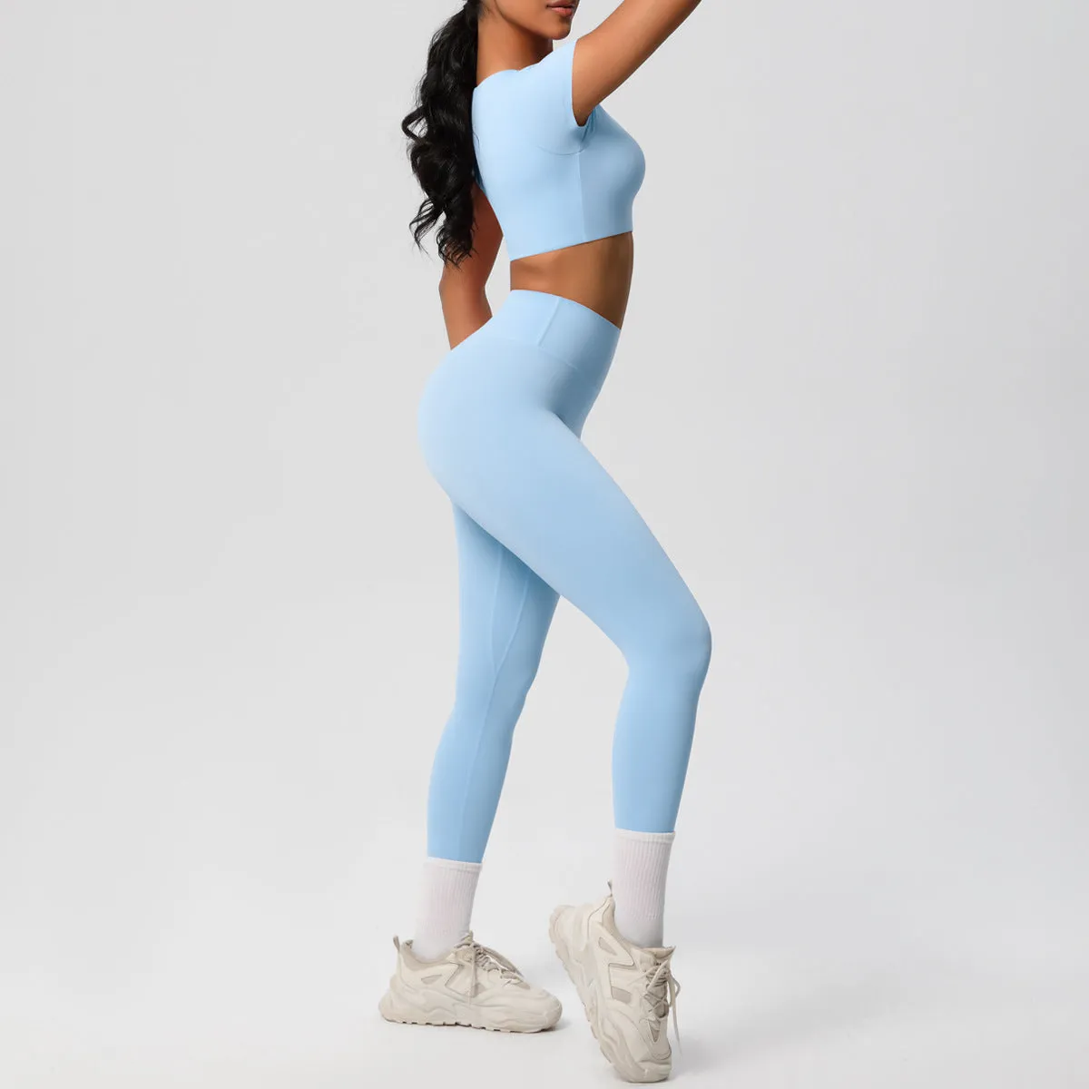 High-Performance Short Sleeve Yoga and Fitness Two-Piece Set