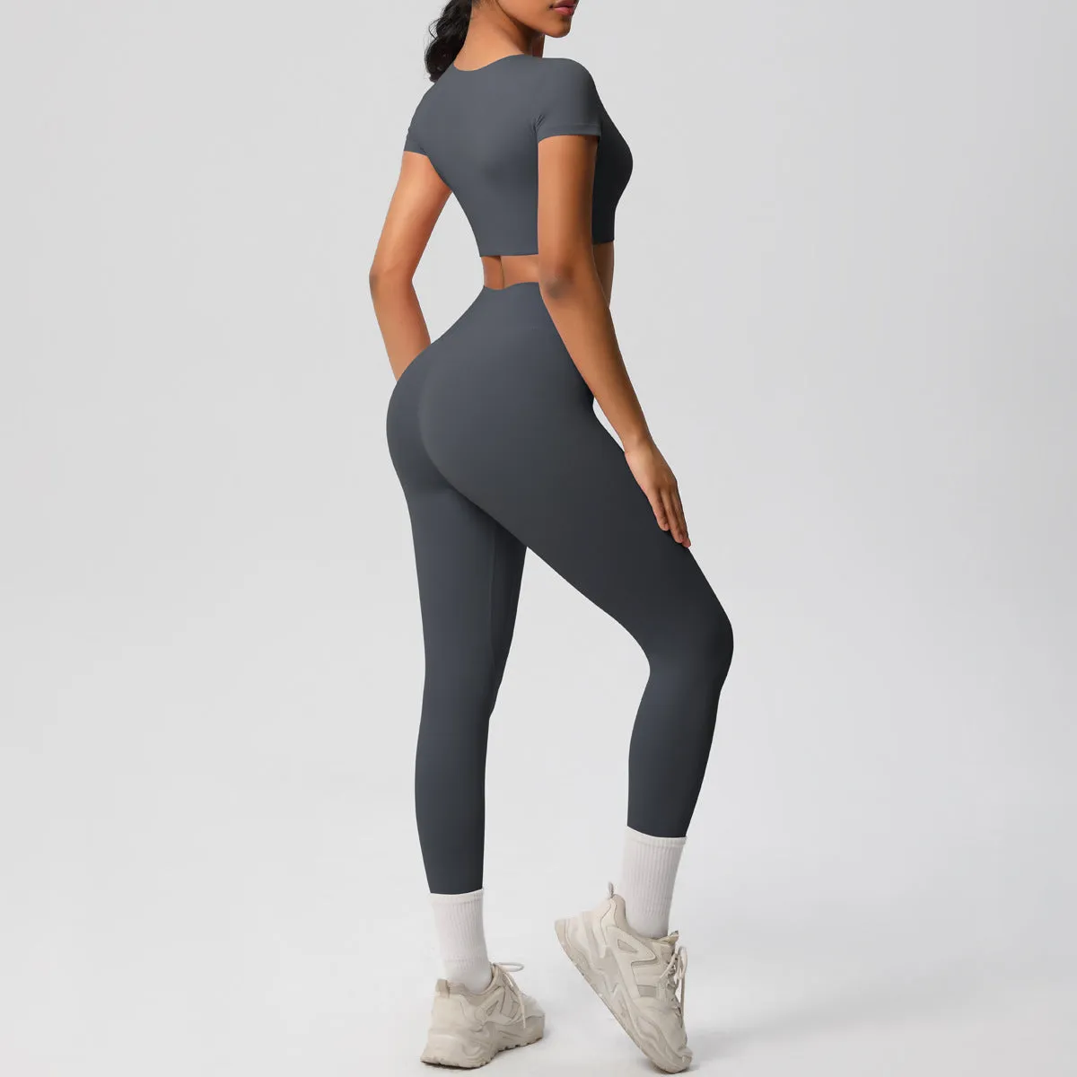 High-Performance Short Sleeve Yoga and Fitness Two-Piece Set