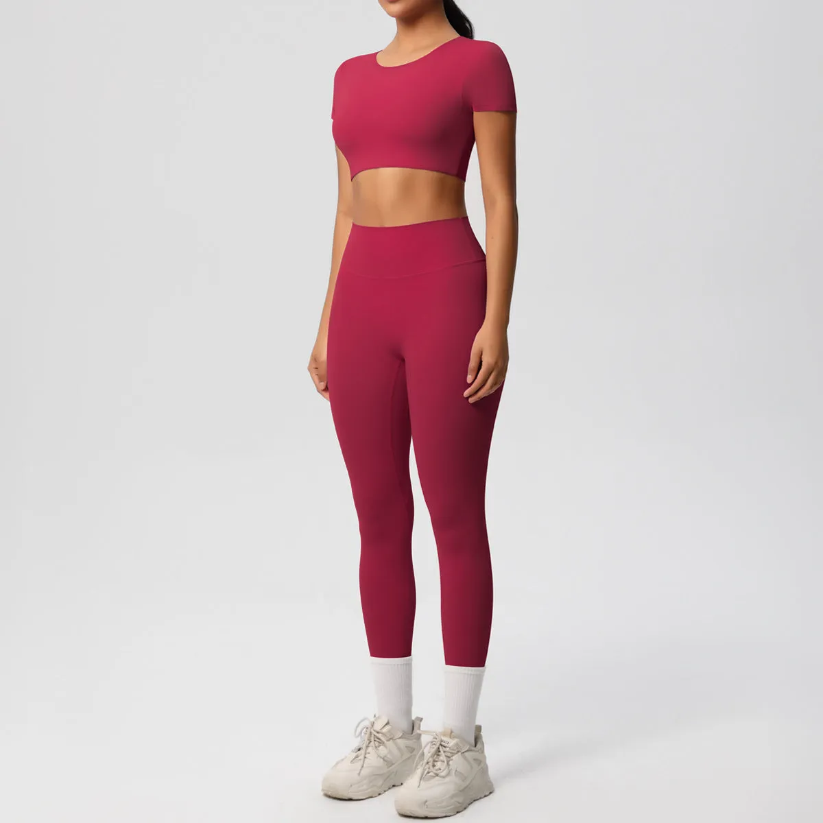 High-Performance Short Sleeve Yoga and Fitness Two-Piece Set