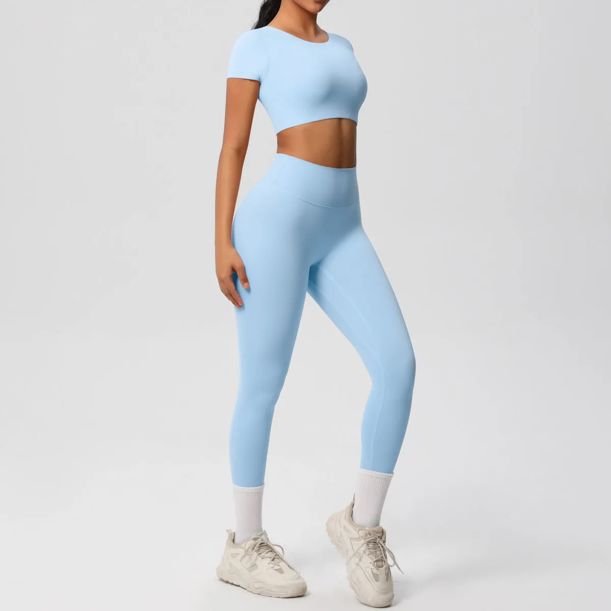 High-Performance Short Sleeve Yoga and Fitness Two-Piece Set