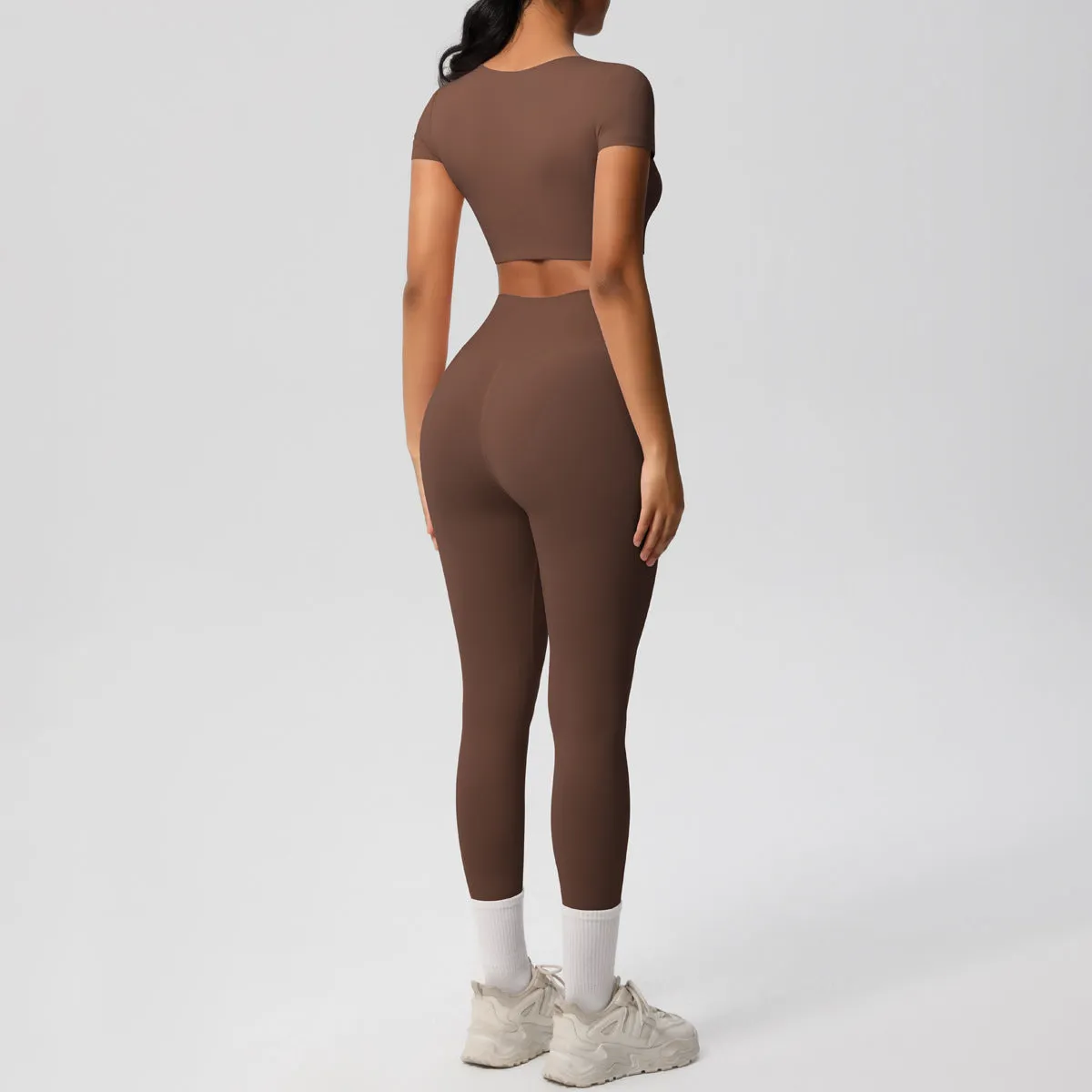 High-Performance Short Sleeve Yoga and Fitness Two-Piece Set