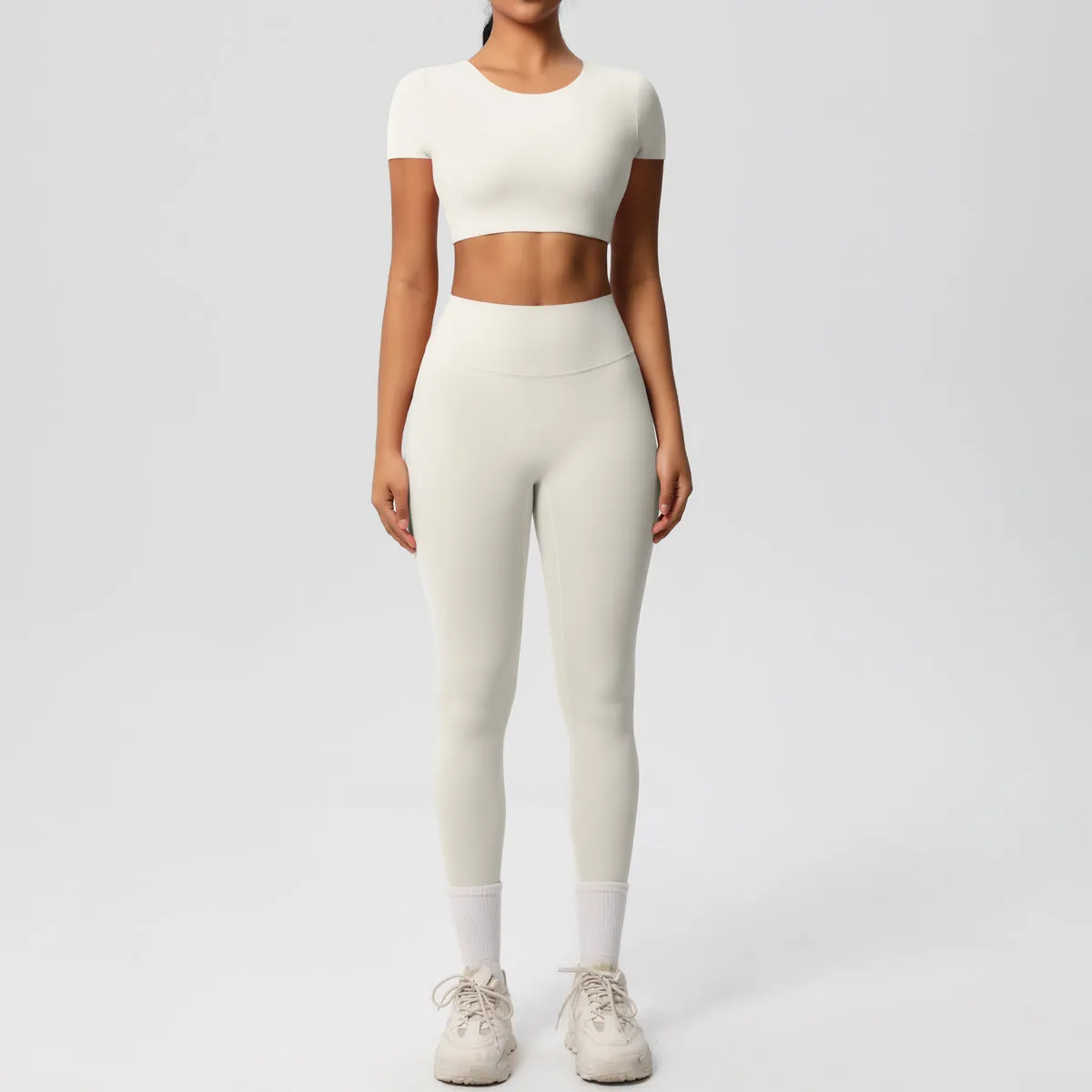 High-Performance Short Sleeve Yoga and Fitness Two-Piece Set