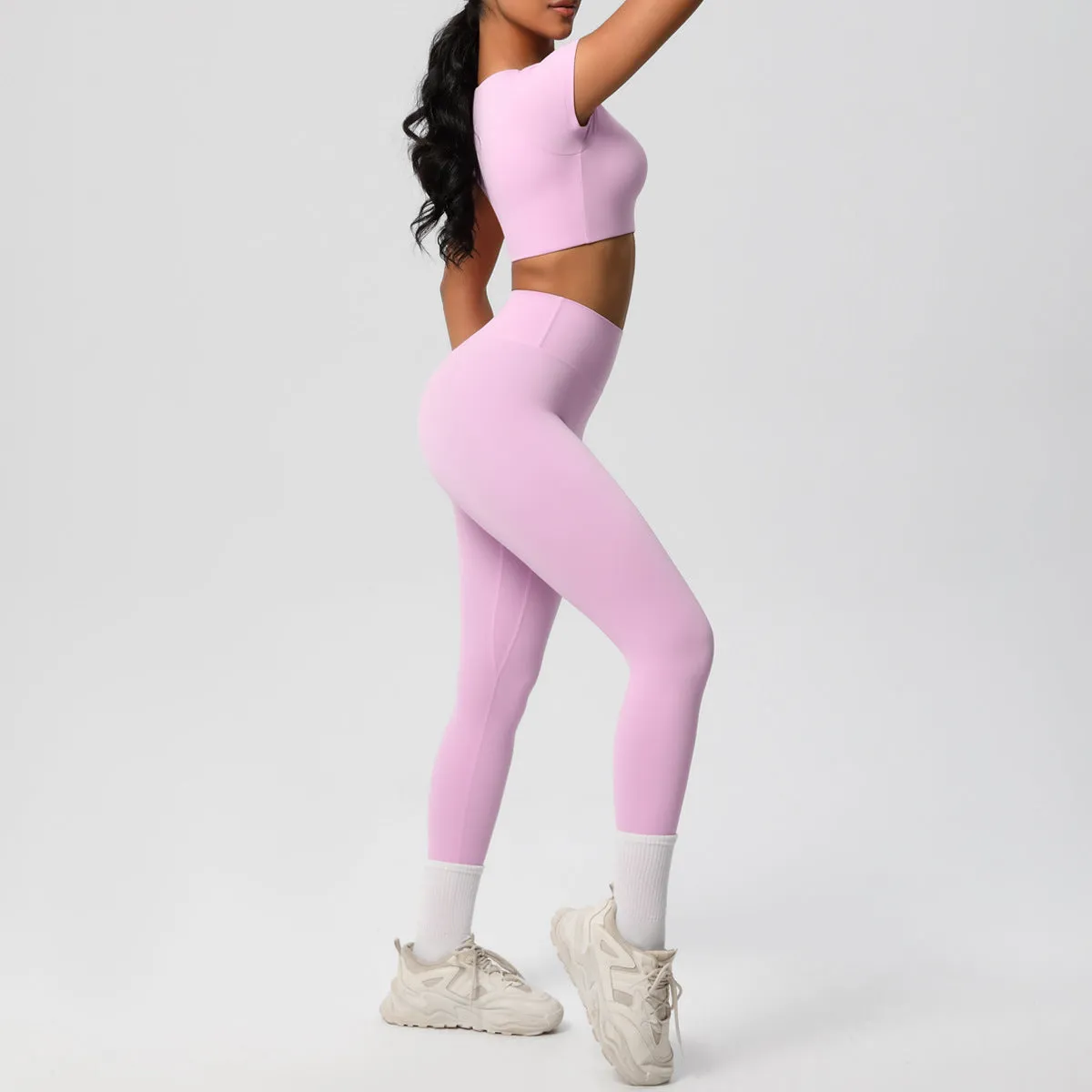 High-Performance Short Sleeve Yoga and Fitness Two-Piece Set