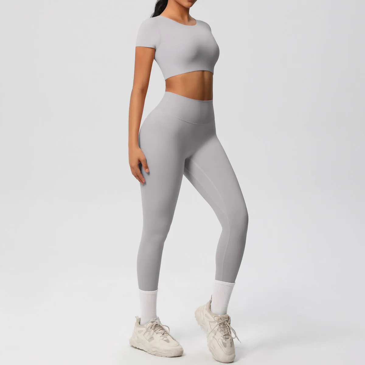 High-Performance Short Sleeve Yoga and Fitness Two-Piece Set