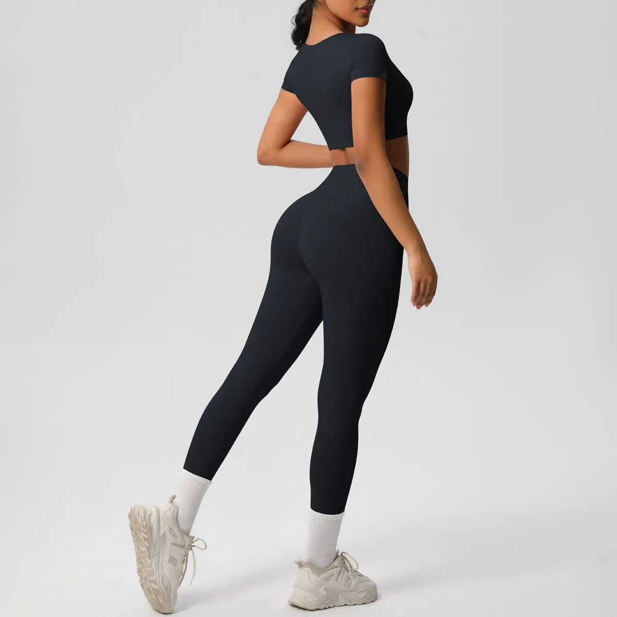 High-Performance Short Sleeve Yoga and Fitness Two-Piece Set