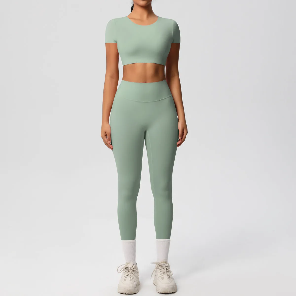 High-Performance Short Sleeve Yoga and Fitness Two-Piece Set