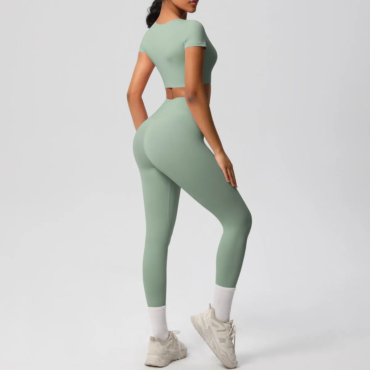 High-Performance Short Sleeve Yoga and Fitness Two-Piece Set