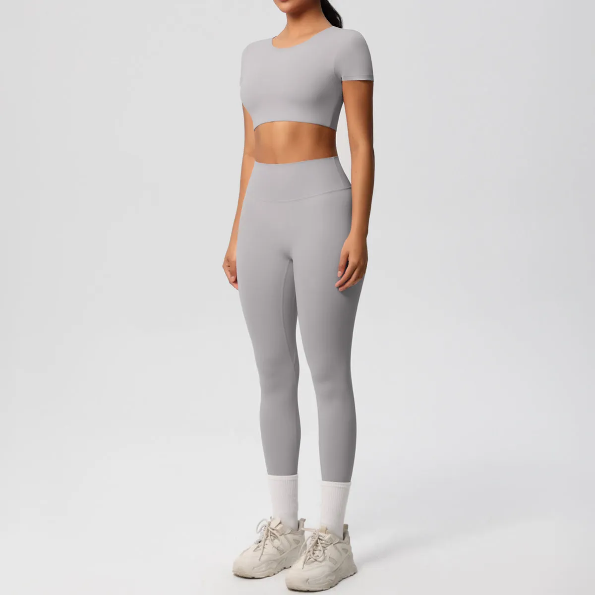 High-Performance Short Sleeve Yoga and Fitness Two-Piece Set