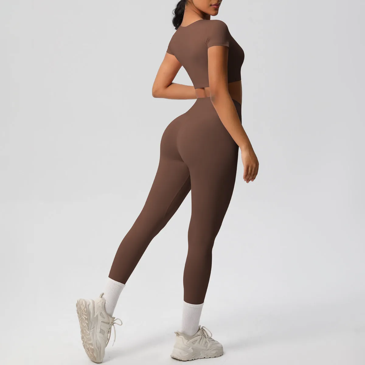 High-Performance Short Sleeve Yoga and Fitness Two-Piece Set