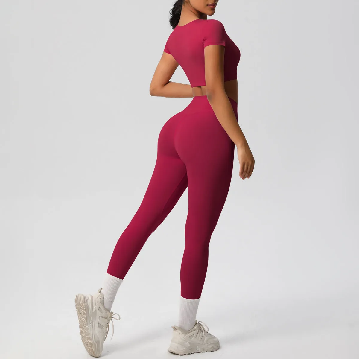 High-Performance Short Sleeve Yoga and Fitness Two-Piece Set