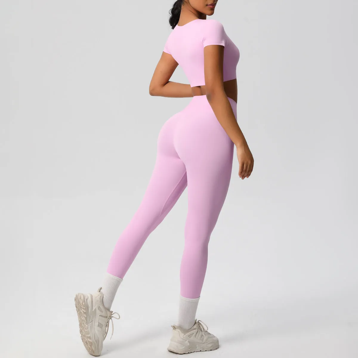 High-Performance Short Sleeve Yoga and Fitness Two-Piece Set