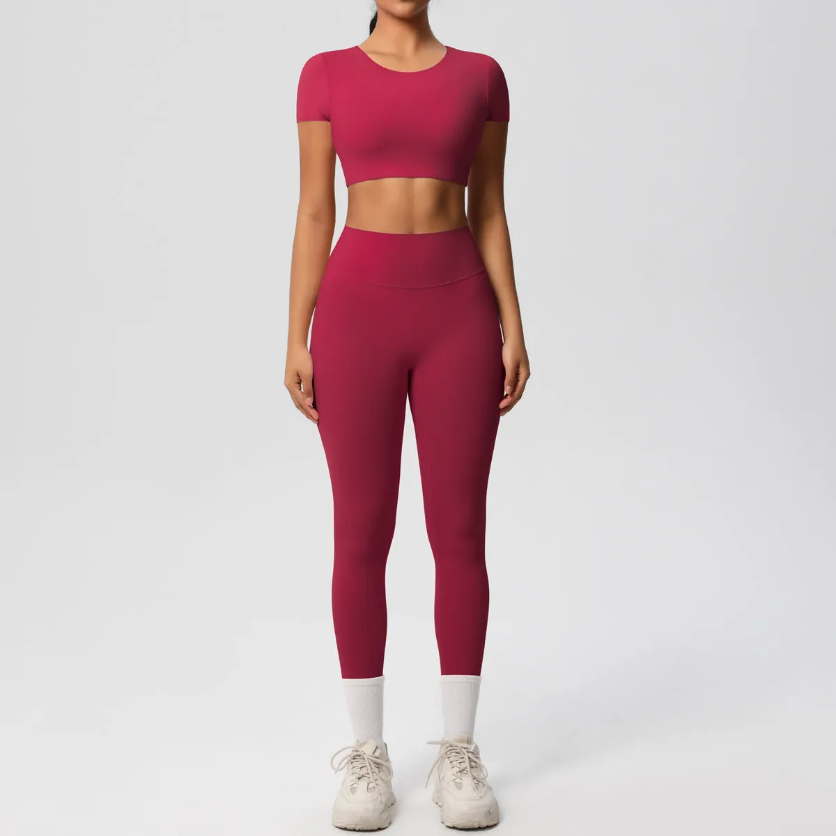 High-Performance Short Sleeve Yoga and Fitness Two-Piece Set