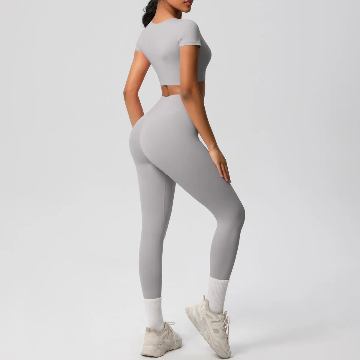 High-Performance Short Sleeve Yoga and Fitness Two-Piece Set