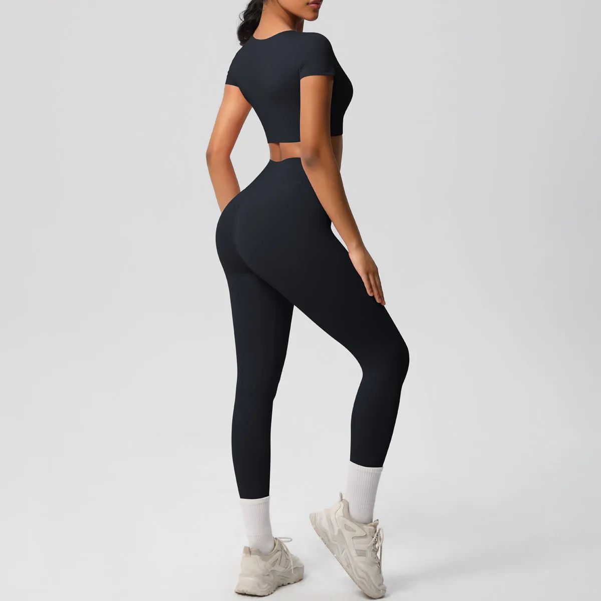 High-Performance Short Sleeve Yoga and Fitness Two-Piece Set