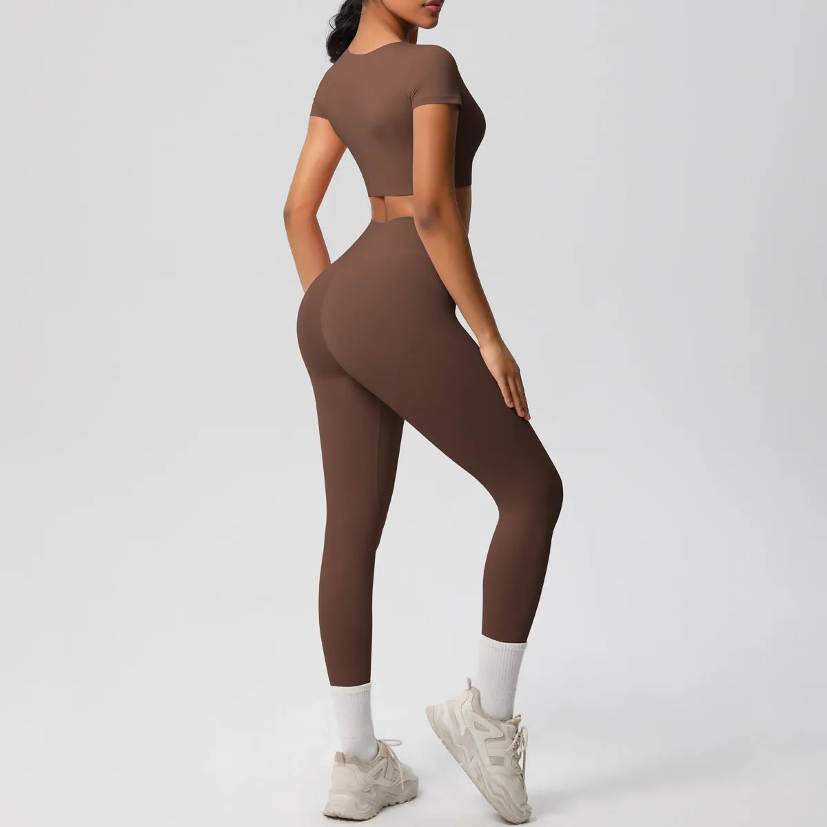 High-Performance Short Sleeve Yoga and Fitness Two-Piece Set