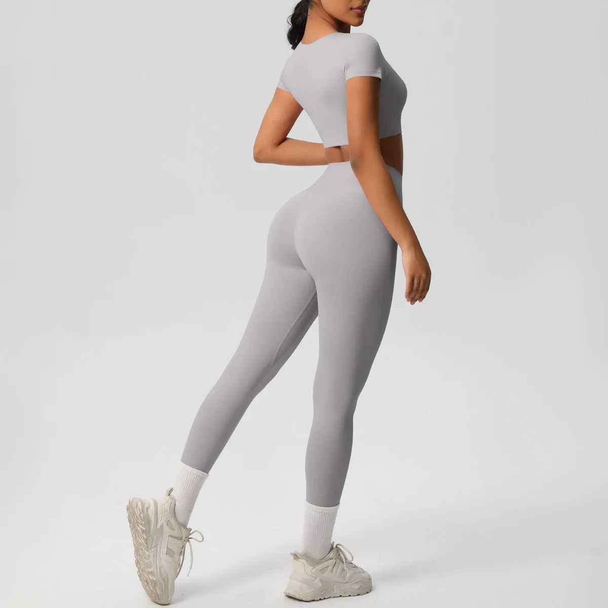 High-Performance Short Sleeve Yoga and Fitness Two-Piece Set