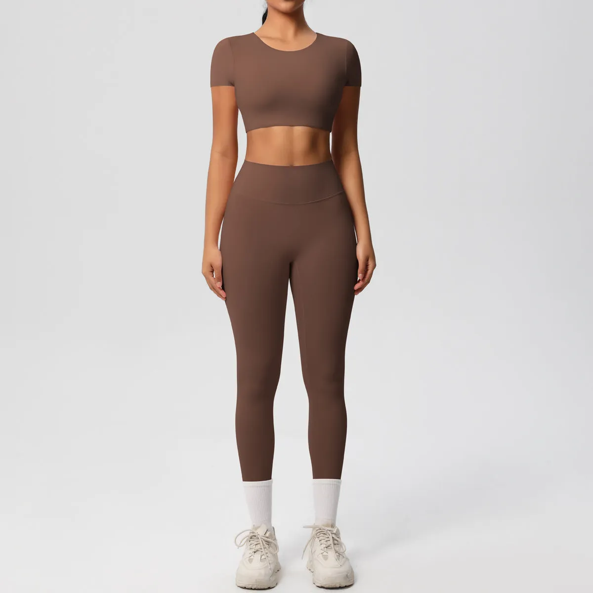 High-Performance Short Sleeve Yoga and Fitness Two-Piece Set
