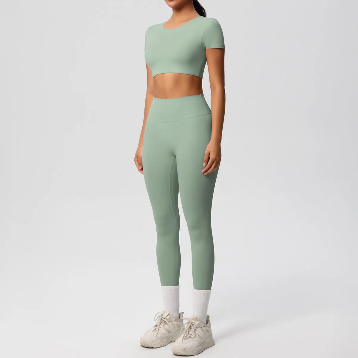 High-Performance Short Sleeve Yoga and Fitness Two-Piece Set