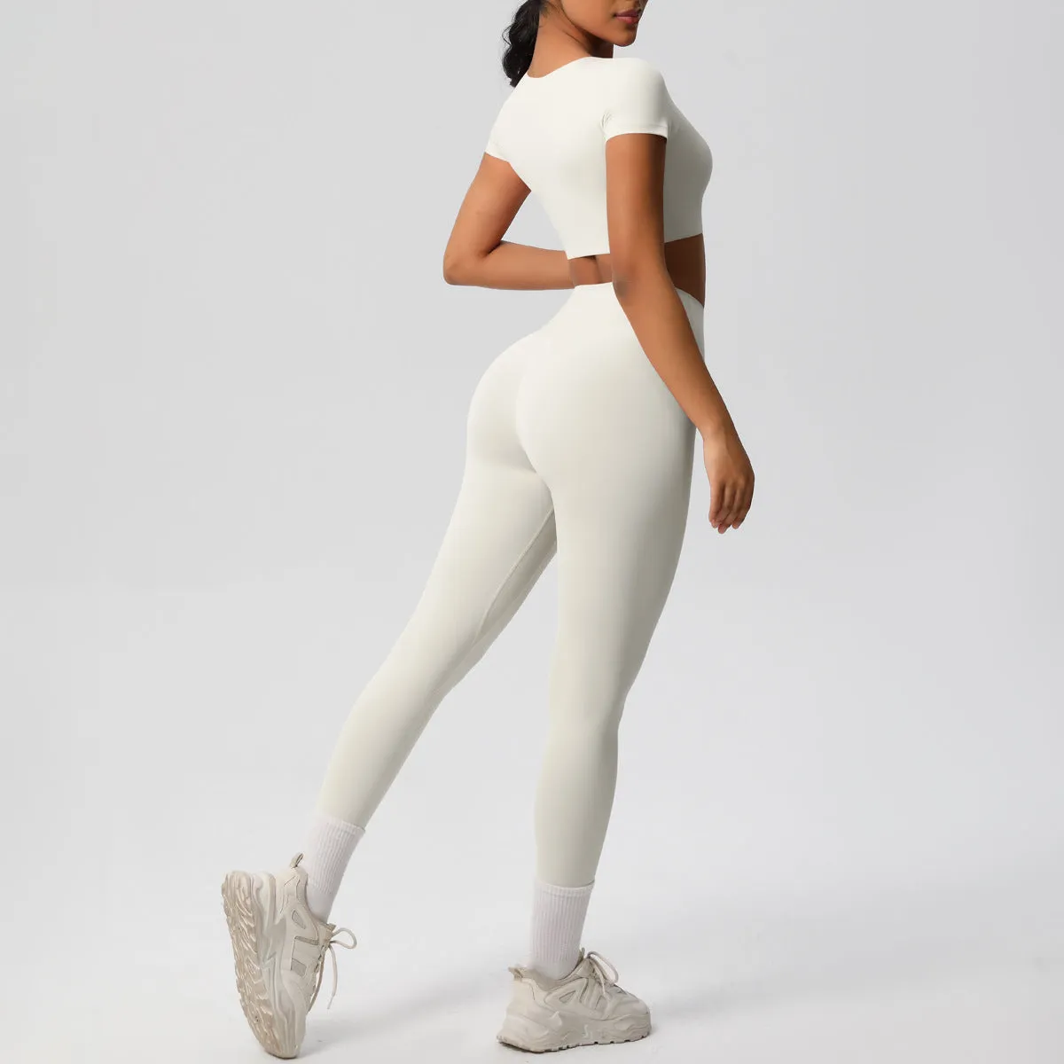 High-Performance Short Sleeve Yoga and Fitness Two-Piece Set