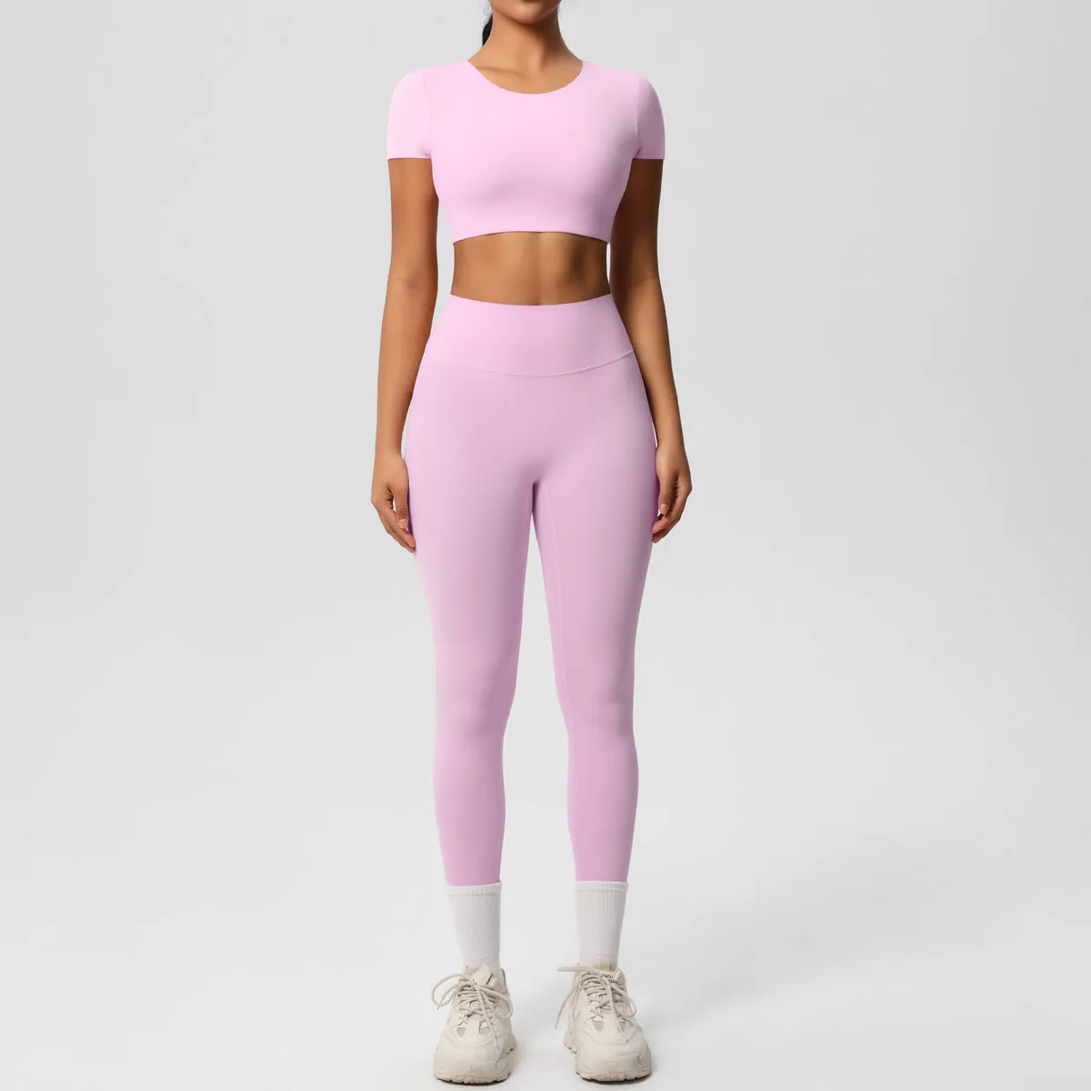 High-Performance Short Sleeve Yoga and Fitness Two-Piece Set