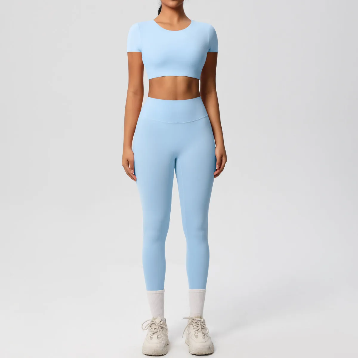 High-Performance Short Sleeve Yoga and Fitness Two-Piece Set