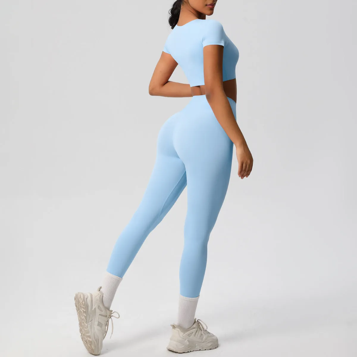 High-Performance Short Sleeve Yoga and Fitness Two-Piece Set