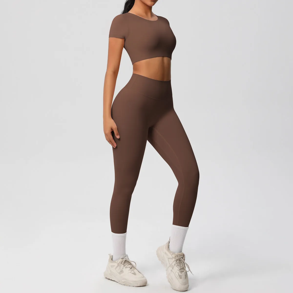 High-Performance Short Sleeve Yoga and Fitness Two-Piece Set