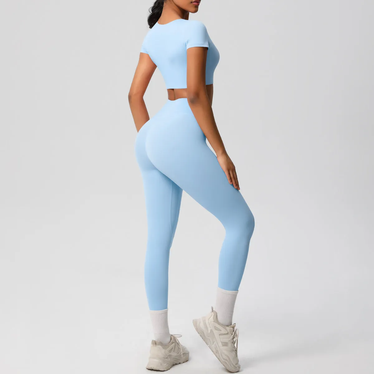 High-Performance Short Sleeve Yoga and Fitness Two-Piece Set