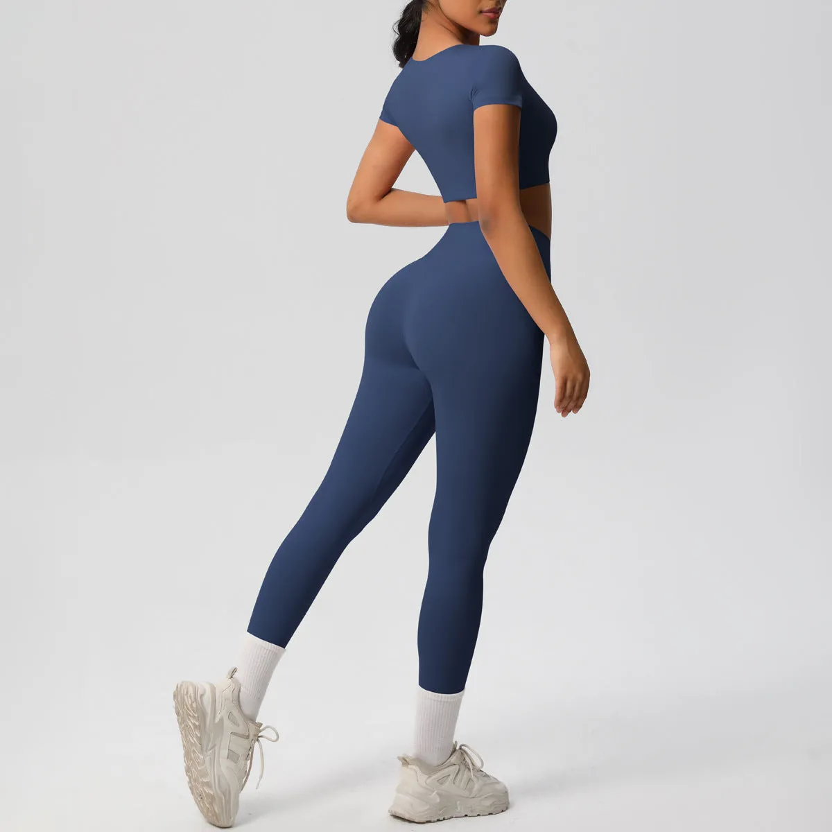 High-Performance Short Sleeve Yoga and Fitness Two-Piece Set
